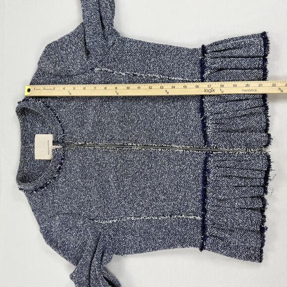 Rebecca Taylor Womens Textured Tweed Peplum Jacket Size 10 Navy Blue - Picture 12 of 15